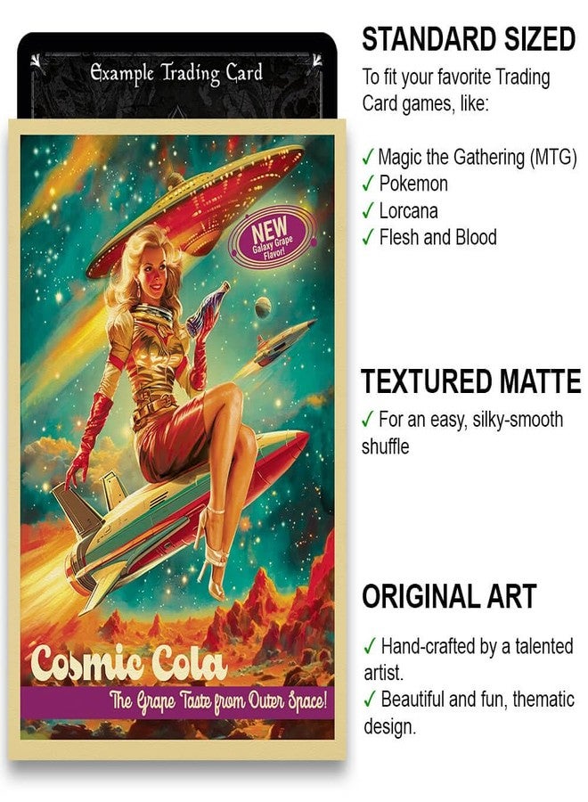 Fantasy North - Cosmic Cola #4 - Grape Flavor - 50's Retro Vintage - Rocket Girl - 100 Textured Matte TCG Card Sleeves - Fits Magic MTG Commander Pokemon and Other Card Games - Playing Card Sleeves - Image 2